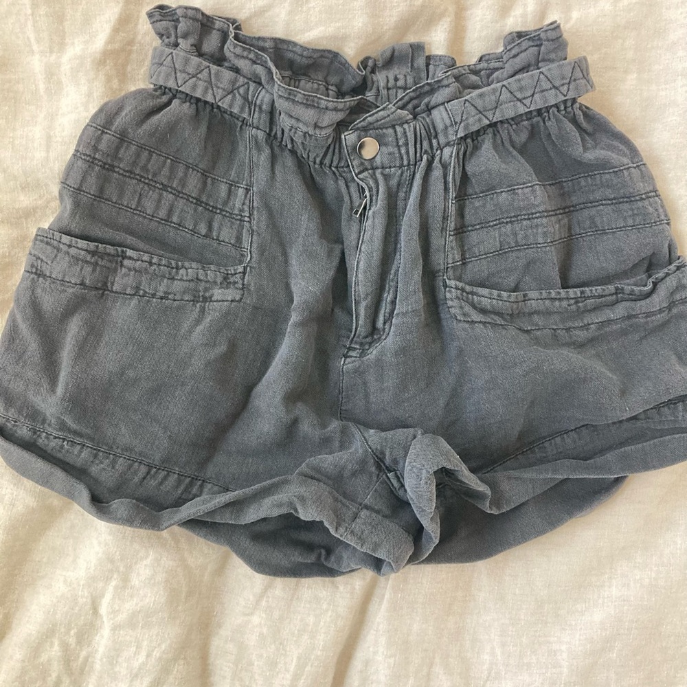 Free People Gray Linen Shorts
